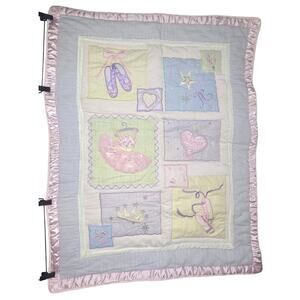 KIDSLINE VINTAGE PASTEL BALLERINA NURSERY QUILT 42X33 PRINCESS BALLET PATCHWORK